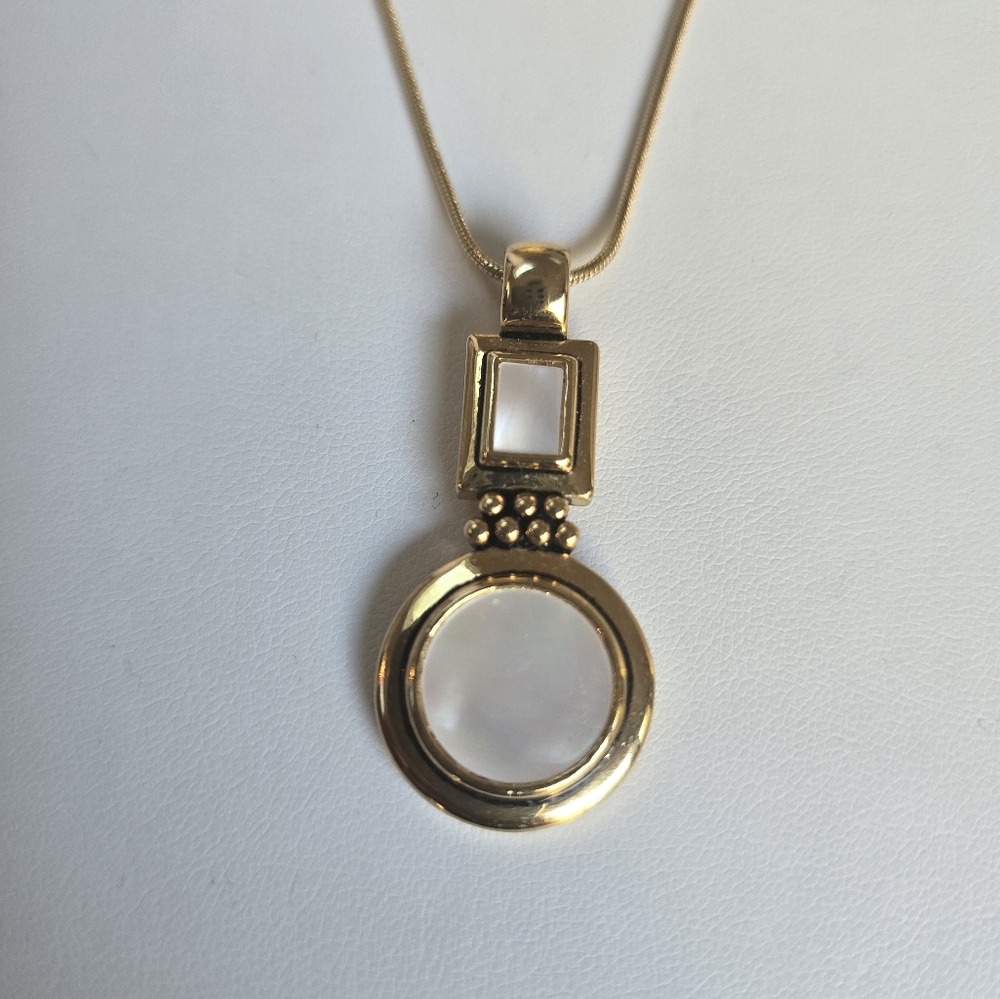 Lia Sophia White & Gold Necklace & Earring Set.